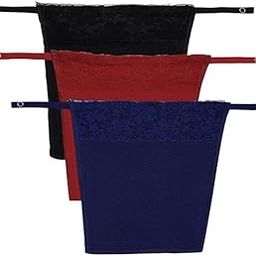 Finesse Miracle Cotton Cami Clip-on Mock Camisole, Cleavage Cover, Set of 3, Black/Maroon/Navy Blue-image-6