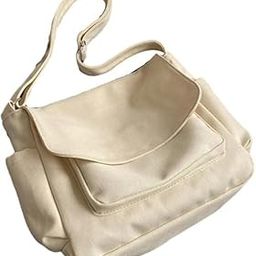 Canvas Messenger Bag, Casual Crossbody Shoulder Bag with Flap Closure-image-41
