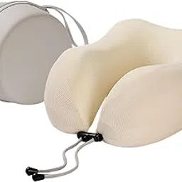 ZOOMELLA Travel Neck Pillow Adjustable Foldable Soft Neck Support for Home Car Office Beige|Travel Pillows|Travel-picture-42