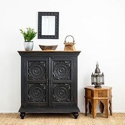 A.M INTERNATIONAL Mango Wood Chester Multipurpose Storage Cabinet Wooden Dresser for Bedroom Living Room Home (Grey Distress) 30 * 15 * 36 inches (M6) (Black Distress)-picture-8