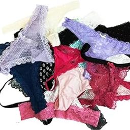 Women's Thongs and G-String Underwear, Assorted Colours, Pack of 8, Lace Trim Thong Collection- Eight Assorted Styles-image-0