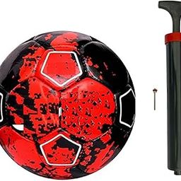 Soccer Ball with Ball Pump, Red and Black Design Pattern, Size 5, Training Football Set-image-23