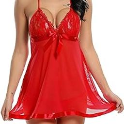 Jai Balaji Fashion Honeymoon for Woman Thongs | Sexy Night Dress | Hot Nighty for Women | Above Knee Baby Doll Night Dress Red Free Size-image-56