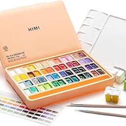HIMI Twin Cup Jelly Gouache Paint Set, 48 Colors 12g, Jelly Cup Design, Non Toxic Paint for Canvas and Paper, Art Supplies for Professionals (Peach Fuzz)-picture-15