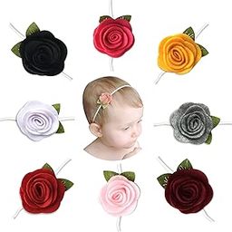 Babymoon Headbands Flowers Soft Cotton Hairbands for Baby Girls, Infants and Toddlers, Pack of 8 - Multicolor-7