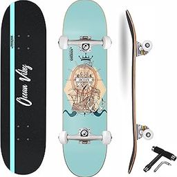 jaspo Ocean (31 Inches X 8 Inches) 7 Layer Wooden (Canadian Maple) Professional Grade Concave Skateboard - Made In India (Ocean)-picture-32