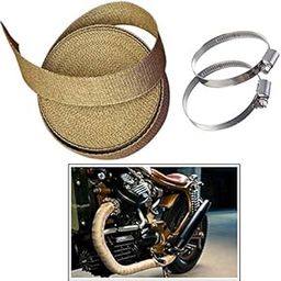 Guance Glasswool Beige Silencer Wrap,Exhasut Heat Shield with 2 Clamp 10 Meter Length for for Royal Enfield Interceptor 650-13