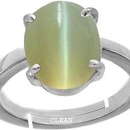 Clean Gems Cats Eye/Lahsunia 4.25 Ratti or 4 Carat Astrological Certified Natural Gemstone bis Hallmark 925 Sterling Silver Adjustable Ring for Men - 3v4425-image-48