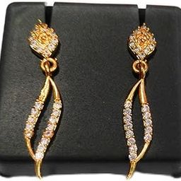Crystal Dangle Drop Earrings, Gold-Plated, Rhinestone Studded, Elegant Design for Women-image-46