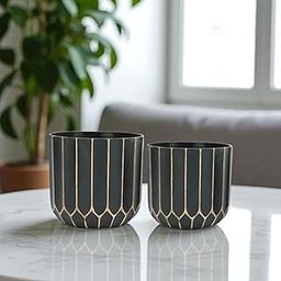 Ascension Plastic Pack of 2 Medium & Large Flower Pot for Home Office Bed Room Living Room Decor Unbreakable Pot for Table Different Design Flower Vase Pot for Diwali Decoration-image-72
