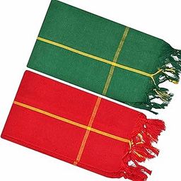 Palani Murugan Pooja Gamcha/Towel/Thorthu/Bath Gamcha/Bath Towel/Traditional Gamcha/Hand Gamcha/Face Gamcha/Face/Hand/Temple Gamcha (Pack of 2)(Size: 21 inch x 54 inch) (RED Green Towel Set)-image-53