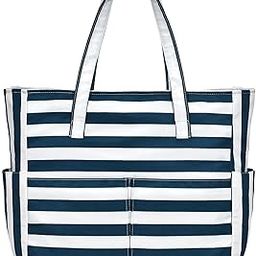 Cery Tote Bag for Women Office Work Multipurpose Shoulder Bag with Zipper Pocket Teacher Travel Grocery Beach Hobo Bag Waterproof Sandproof Lightweight Pool Bag (Bolt Strap Navy Blue)-image-96