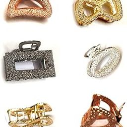 BHARATGAURAV - Hair Accessories golden color small clutcher half hair claw clips clutch clamp for girls women 6pcs (multi design)-image-80