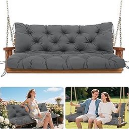 Vrngvi Porch Swing Cushions with Backrest Waterproof 2-3 Person Seat Thickened 5" Outdoor Swing Cushions Patio Swing Cushions for Outdoor Garden Backyard Bench Furniture (Dark Gray-60x40x5)-image-62