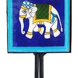 Shiv Kripa Blue Pottery Decorative Ceramic Tile Wall Hook (Multicolour)-image-80
