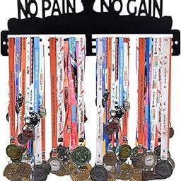 Sehaz Artworks No Pain No Gain Medal Holder Display Hanger Rack Medals Black Medal Holder Wall Mount Medal Frame-image-4
