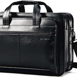 Leather Expandable Briefcase, Black, One Size-27