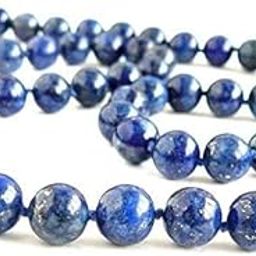 HI International Lapis lazuly necklace 8mm blue beaded necklaces for men Lapis lazuli jewelry Boyfriend gift idea Hand knotted dark blue necklace-image-102