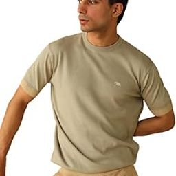 Men Grey Solid Cotton Single Jersey Crew Neck (Grey)-6