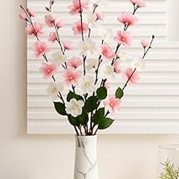 ARTSY® Artificial Flowers Bunch for Decoration Cherry Blossom, Ideal for vase, Home, Office Decor, Gifts, Craft, Artificial Plants for Decoration, Without vase, Pink Mix, 55 cm Height, Fabric-image-16