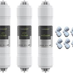 MEETOS Water Filter Inline kit (Pre Carbon, Sediment Filter, Post Carbon) with Elbow, RO Water Purifier Replacement Filters,Inline Filter Cartridge for All RO Water Plan-1