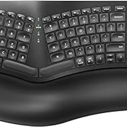 QUASIO Ergonomic Wireless Keyboard, Wave Keys Bluetooth/2.4G Split Design Ergo Wireless Keyboard with Cushioned Palm Rest, Multi-Device, Rechargeable, for Multi-OS, Windows/Mac/Android-0
