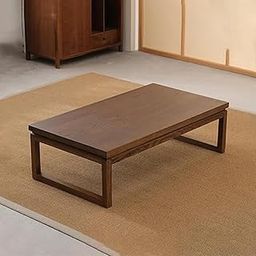 Japanese Floor Table Wooden Low Modern Tatami Tea & Coffee Table Multifunctional Rectangular Wooden Tea Table for Living Room Home (Dark Brown)-image-58