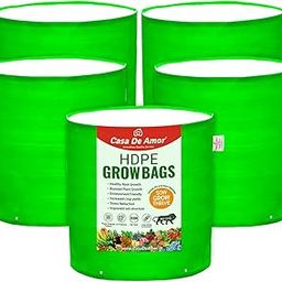 Casa De Amor Premium 12x12 Inches HDPE Pack of 5 UV Protected 260 GSM Round Plant Grow Bags Suitable for Terrace and Vegetable Gardening (12x12 Inches)-25