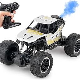 Zest 4 Toyz Remote Control Car for Kids with Mist Smoke Effect 2 WD Monster Truck Rock Crawler Climbing RC Toy Vehicle Car - Silver-49