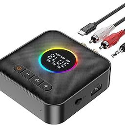 M10 RGB Upgraded Bluetooth 5.4 Audio Receiver Transmitter for TV Home Stereo/Speakers Bluetooth Audio Adapter with Display, USB, RCA, 3.5 mm AUX, FM Radio Input/Output-24