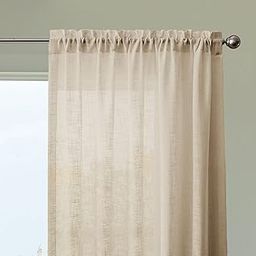 HOMEMONDE Sheer Curtains 7 Feet Long Panels Set of 2 Transparent Light Filtering Drapes with Rod Pocket Living Room, Office Decoration, 84 Inches - Beige - Solid-image-55
