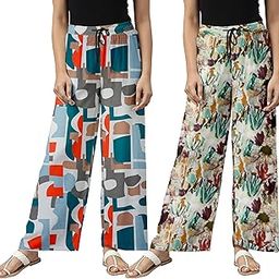 Cotton Women All-Over Printed Drawstring Waist Relaxed Pyjamas (PACK OF 2)-image-63