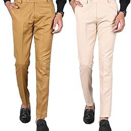 Formal Pants for Men | Men's Slim fit Formal Pant Combo | Non Stretchable Trouser | Office wear Trousers-image-71