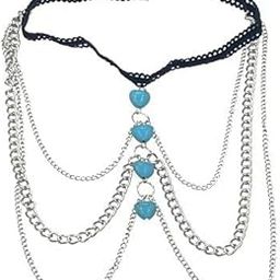 Multi-Layer Heart Design Elastic Leg Chain | Turquoise Body Chain Jewelry for Women & Girls-image-61