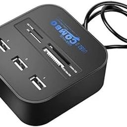Card Reader 2.0 Hub 3 USB + All in One Combo Card Reader for Pen Drives Cameras Mobiles PC Laptop Notebook Tablet Docking Station, MS/MS Pro/SD/Micro SD Support (Black)-picture-7