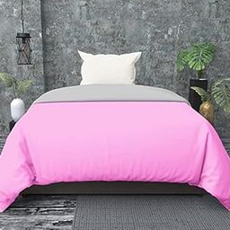 TURIYA 180 TC Microfiber 1 Pc Reversible Single Bed Duvet Cover/ Rajai Cover Cum Dohar; 90x60 inches; Pink and Grey-image-21