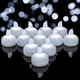 Yakpo 12 Pack Cool White Flickering LED Floating Tea Light, Battery Operated Floating Tea Lights Candles, Outdoor Flameless Waterproof Votive Tealights Bulk, Wedding Party, Tub, Pool, SPA Decorations-image-52