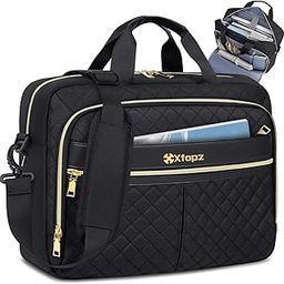 Laptop Bag 15.6 Inch Laptop Briefcase for Women Men Waterproof Shoulder Computer Messenger Bag Large Laptop Bag Business Office Work Travel College, Black-image-52