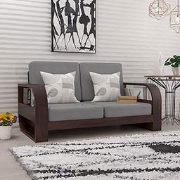 SAAMENIA FURNITURES Wooden 2 Seater Sofa Set for Living Room | Two Seater Sofa for Office & Lounge | 2 Seater Sofa Sets for Home | Sheesham Wood, Walnut Finish-image-60