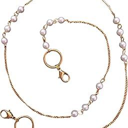 Pearl Beaded Mask Chain Holder Strap Holder Cord Eyewear Necklace Retainer for Women Beaded Lanyard, Made in India, 27" Long-40