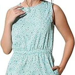 Women's Floral Print Sleeveless Jumpsuits, Daisy Pattern, Elastic Waist with Pockets-picture-36