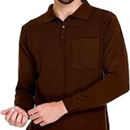 Men Collared Neck Full Sleeve Daffodil Woolen Winter Wear Plain Sweater,Brown,XXL-image-81