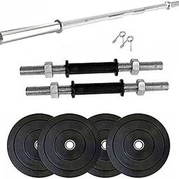 SX Fitness Home Gym Set, Home Gym Combo, 8 Kg Rubber Weight Plates (2kg X 4pcs) with Solid Dumbbell Rod, 3Ft Plain Rod Exercise & Fitness Kit-image-8