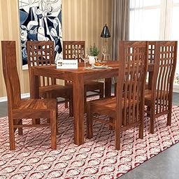 KENDALWOOD™ Furniture Sheesham Wood Dining Table(57x35) with 6 Chairs | 6 Seater Dining Set | Wooden Dining Table with Chair - Dining Room Furniture (Honey Finish)-image-83