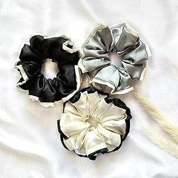 Damesleek Extra Large Luxury Satin Scrunchies – Pack of 3 DueTone Ties – Soft, No-Breakage Hair Bands for Women – Premium Gift Set (DualTones)-image-65
