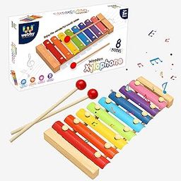 Webby Colorful Hand Knock Xylophone Toy with 8 Different Tones and 2 Wooden Mallets for Kids-11