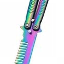 UJEAVETTE® 6xButterfly Combs Mustache Metal Folding Practice Tool Comb for Training-3