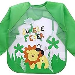 MOMISY Waterproof Smock Painting Apron for Kids Full Sleeve Feeding Bib for Babies Cartoon Animal Art for Infants Toddler Boys Girls-picture-11