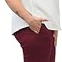 Mid-Waist Plus Size Women's Work Trousers, White-image-15