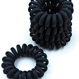Matte Black Spiral Hair Rubber Bands. Set Of 5. Size Small-image-94